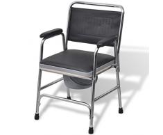 vidaXL Chaise Percée Acier Toilette Improvisée Personne Malade Handicapée