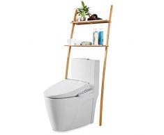 Étagère de rangement pour salle de bains en bambou avec 2 étagères - 173 x 66 x 25 cm, marron