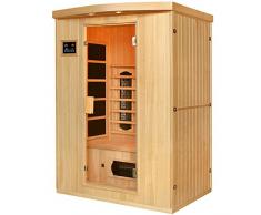 Cabine infrarouge en pruche Visby avec un système de double chauffage. Sauna infrarouge avec spot en céramique et zone pour 2 personnes par ArtSauna