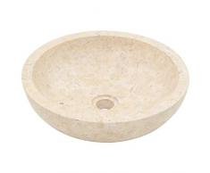 Festnight Lavabo Salle de Bain a Poser Vasque à Poser de Salle de Bain Évier en Marbre 40 x 12 cm Crème
