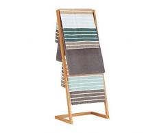 Relaxdays Porte-serviettes sur pied 4 bras salle de bain bambou échelle valet serviteur 98 x 40.5 x 28 cm, nature