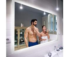 FORAM Moderne Miroir avec LED Illumination Salle de Bain avec Accessoires - sur Mesure - LED Lumineux Miroir avec Éclairage intégré L01