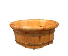 FAP Bassin de Pédicure Bain de Pieds Cypress Lavabo Petit Bassin Lavage en Bois Massif Bassin à Bouche Peu Profond Bain Premium Bord Rond Cadeau Bassin à Pieds en Bois, Couleur du Bois, a