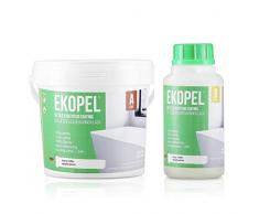 Ekopel® Carreaux & Baignoire 2K Revêtement époxy sans Odeur. Excellente capacité de masquage. Couleur : Blanc. 1240 g. Application du Rouleau