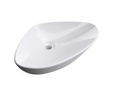 Lavabo vasque à poser évier Bruxelles 215, ovale, blanc, céramique larg x prof x haut 59 x 39,4 x 13,8cm