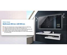 Moderne Miroir avec LED Illumination Salle de Bain avec Accessoires (Interrupteur Tactile, Anti-buée fonction, LED couleur à choisir) - sur Mesure - LED Lumineux Miroir avec Éclairage intégré L58