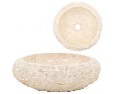 vidaXL Évier Marbre Crème Pierre Naturelle Lavabo Lave-Mains Salle de Bain