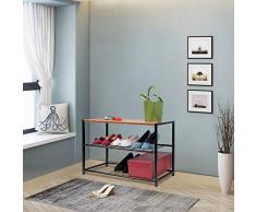 WOLTU SR0051dc Étagère à Chaussures Meuble de Rangement 2 Niveaux pour Environ 6 Paires de Chaussures, Etagère de Rangement pour Salle de Bain en MDF et métal