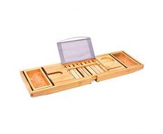 Plateau multifonctionnel en bambou for plateau de baignoire avec extension de surface réglable for cadre de baignoire plateau for cosmétiques plateau for ordinateur portable table à manger support de