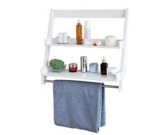 SoBuy® FRG117-W étagère Murale Porte-Serviettes Salle de Bain Toilettes avec 2 tablettes et 1 Barre