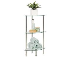 mDesign étagère Salle de Bain Moderne – étagère dangle en Verre à 3 Niveaux – Valet de Douche élégant pour Serviettes, crèmes et cosmétiques – Transparent et argenté