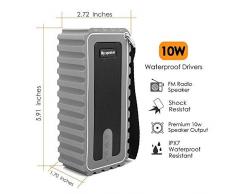 Enceinte Bluetooth Portable sans Fil, IPX7 étanche Enceinte avec Son stéréo, Basses améliorées, Lecture 12 Heures, Microphone Intégré pour Douche Radio