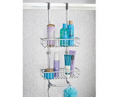 mDesign Serviteur de douche à suspendre – Installation de l'étagère de douche sans perçage – Valet de douche en aluminium à accrocher pour tous les accessoires de douche (shampoings, rasoirs, etc.)