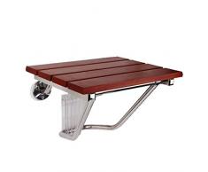 SJMDZZ Tabouret de Douche Bois Massif,Acier Inoxydable Siège de Douche Pliant Personnes Âgées Tabouret de Bain Mural Handicapés Tabouret de Salle Bain Antidérapant, Capacité de Charge Maximale 250kg