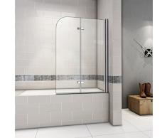 110x140cm Pare baignoire pivotant 180°, porte de baignoire, paroi de baignoire, 6mm verre trempé anticalcaire