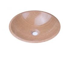 yuche ngstone® Coque lavabo lavabo en pierre 100% Pierre Naturelle, Embout lave-mains marbre/granite, rond, diamètre 33–35 cm, diamètre Bonde 4,5 cm