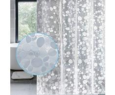 LEMON CLOUD Rideau de Douche PEVA Imperméable et Résistant à la Moisissure Rideau de Salle de Bain Semi-Transparent avec Crochets de Rideaux 183 cm x 183 cm Pierre de Cristal