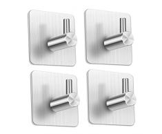 Eletorot 4 Pièces Crochet Adhésif Crochet Mural Porte Serviettes Crochet En Acier Inox Mural de Salle de Bains Auto-Adhesif, Avec 3M Scotch Adhésif Pour Bain et Cuisine