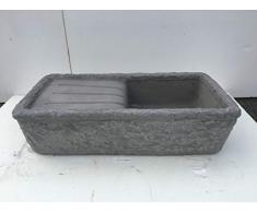 Artistica Granillo Évier en béton et pierre de lave du Vésuve, idéal comme lavabo ou fontaine, 80 x 40 x H 20 cm