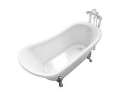Baignoire ilot Ovale Vintage sur Pieds 160x72 cm en Acrylique Blanc