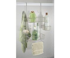 Panier de douche mDesign à suspendre sur la porte pour shampooing, revitalisant, savon - Satin