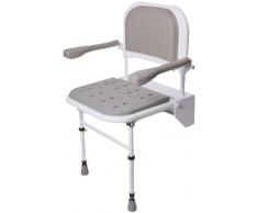 Nottingham Rehab Supplies Chaise de douche pliante avec pieds, assise, accoudoirs et dossier rembourrés