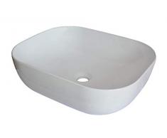 1 x grand lavabo ovale carré en céramique blanc 50 x 40 cm