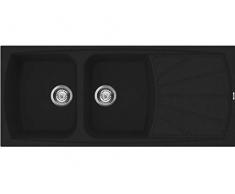 Elleci - Living 500 - Évier 2 bacs, en Pierre, 116 x 50 x 21 cm - Anthracite G59