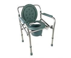 Mobiclinic, Mar, Chaise percée en aluminium, Chaise WC pour handicapé, Chaise toilette pour personne agée, Pliable, Avec couvercle, Réglable en hauteur, Accoudoirs rembourrés