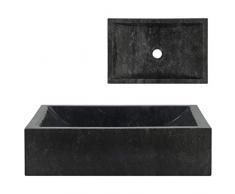 vidaXL Évier 45x30x12 cm Marbre Noir Lavabo Pierre Naturelle Salle de Bain
