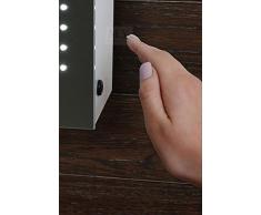 MY-Furniture - Miroir de salle de bain avec éclairage LED, IP44, capteur de mouvement, sytème de désembuage et prise rasoir - L:700 x H:500 mm - REFLEX
