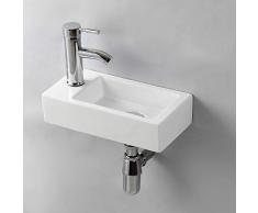 Gimify Lave Main Suspendu Lavabo Mural pour wc (Left Hand 370 * 185 * 90mm)