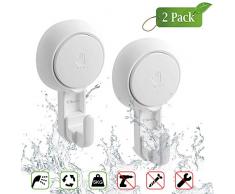 Crochet Mural en Nouvelle Ventouse Puissante Ulinek Lot 2 Crochet Vacuum Plastique Porte Serviette Peignoir Couronne Manteau Torchon à Ventouse, Ustensile de Salle de Bain Cuisine Fenêtre 5 KG Blanc
