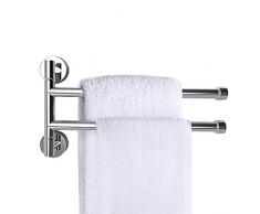 PHOEWON Porte Serviettes Mural 180° Serviette Support Porte-Serviettes Acier Inoxydable Barre à Serviettes Chrome (2-armer)