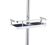 Fontic ABS Plastique Réglable Étagère de Douche Télescopique, Organiseur de salle de bain Porte-Savon pour Ranger Shampooing Savon, Montage Sans Perçage pour 19mm-25mm
