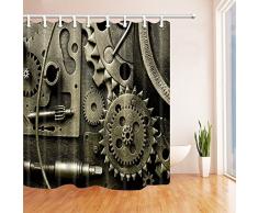 Révolution industrielle Décor Vapeur Gear Tissu Polyester Rideaux de douche imperméable à l'eau de bain Rideau 70,8 X 70,8 en Rideau de douche Crochets inclus