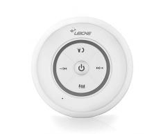 Leicke Enceinte de Douche Bluetooth DJ Roxxx Shower | Lecteur MP3 Portable étanche à l'eau avec Ventouse, poussière/Vapeur/étanche, entrée auxiliaire, kit Mains-Libres | Temps de Jeu 5 h