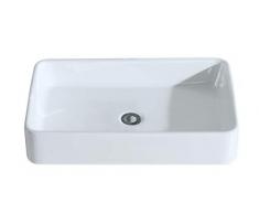 Eridanus Série Nevada, Vasque à Poser Rectangulaire Salle de Bain Lavabo en Céramique Lave-Mains Toilettes L61*L41*H11,5cm