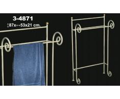 DonRegaloWeb – Porte-serviette de fer forgé de 2 barres en blanc cassé et or de style rustique