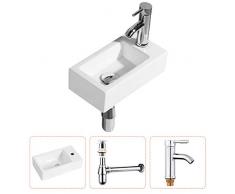 Gimify Lave Main Toilette WC Petit Lavabo Angle (Robintterie et Siphone Inclus)