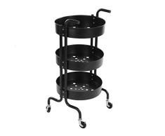 Estink Chariot de Service à 3 étages pour Cuisine, Cuisine, Chariot de Cuisine, Chariot à thé, Chariot de ménage pour Cuisine, Salle de Bain, 36,30 × 17,32 × 14,37 Pouces Noir