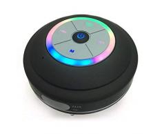 Enceinte Bluetootth LED Lumineuse Gestop, pour la Douche - Lieux Humides, Etanche, Waterproof, Haut Parleur, Mains Libres, Lecteur Micro SD, sans Fil