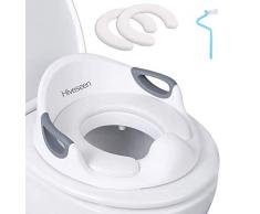 Hiveseen Bébé Réducteur de Toilette, Rehausseur WC Enfant Siège de Toilette Avec Coussin Poignée Dossier, Conception Antidérapants ergonomique(1 x Brosse + 2 x Coussin démontable)