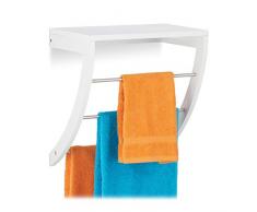 Relaxdays, Blanc Porte Mural 3 Barres, Salle de Bain, Tablette étagère, Support Serviettes, 40 x 38 x 25 cm, MDF, INOX, 1 élément