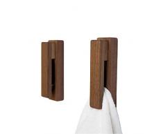 Lot de 2 porte-serviettes en bois auto-adhésifs en forme de crochet mural en bois pour serviette de salle de bain et de cuisine Décoration de la maison Durable,tient fermement la serviette …
