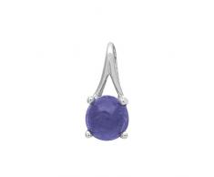 Pendentif rond en argent sterling Tanzanite Solitaire de forme pour la cabine ronde pour femmes