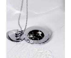 1 3/4 (44 mm) de qualité Chrome Bouchon de baignoire avec Extra long Chaîne 550 mm Compatible avec la plupart des canalisations