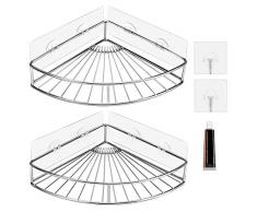 Magicfly Étagère dangle Adhésif Rangement Accessoire Salle de Bain et Cuisine 2 Tablettes Support Mural Serviteurs de Douche, sans Perçage, Triangulaire en 304 Acier INOX Fixé au Mur