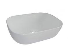 1x Vasque à Poser en Céramique Lavabo Salle de Bain Lavabo Vasque Ovale Blanc Petit 46cm x 33cm