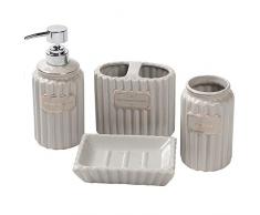 Baytex Set de Salle de Bain Tendence 4 Pièces - Gris Clair